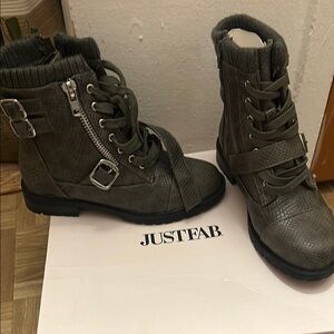 JustFab Gray Combat Boots